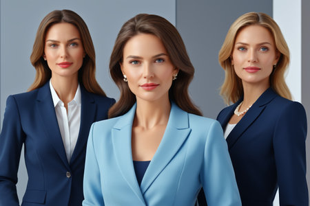 Photos of three professional women in formal attireの素材