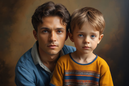 Intimate portraits of father and sonの素材