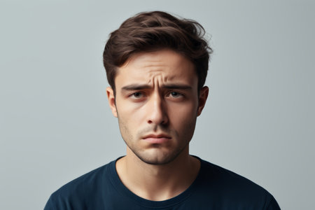 Portrait of a man with serious expression in the roomの素材