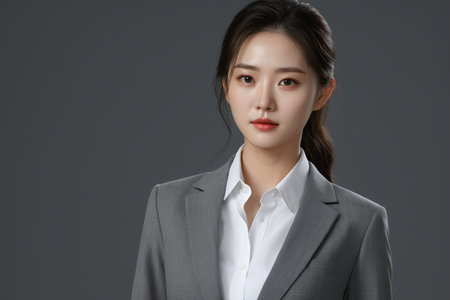 Front portrait of a woman in professional attireの素材