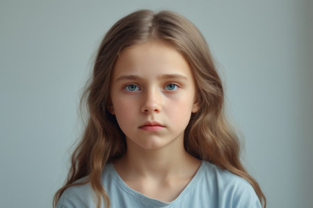 Close up portrait of girl faceの素材