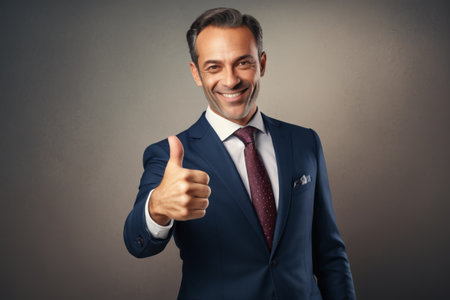 Suit men give thumbs upの素材