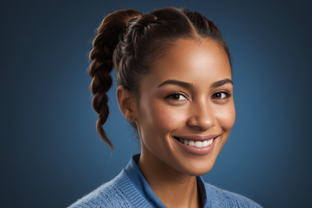 Close up portrait of smiling womanの素材