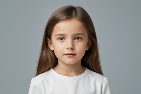 Front portrait of a little girlの素材