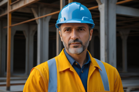 Close up image of construction site workersの素材