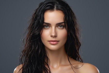 Close up of a beautiful female bust portraitの素材