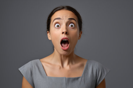 Portrait of a surprised young womanの素材