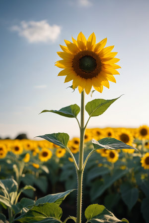 Sunflowers in the fieldの素材