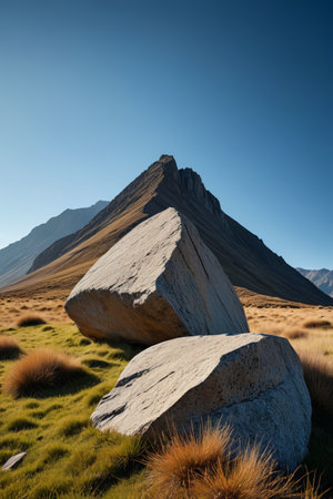 Boulders and peaks in the mountains outdoorsの素材