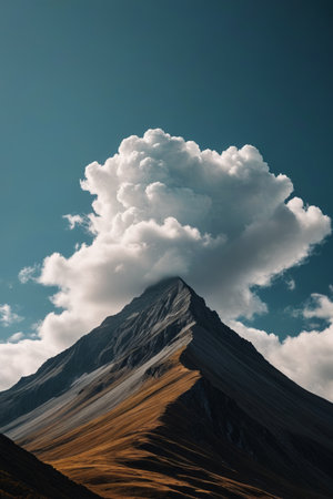 Landscape of mountains and clouds in the skyの素材