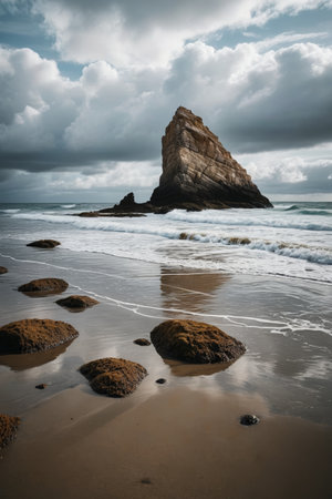 Reef and wave views on the beachの素材