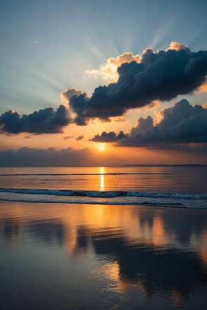 Beach sunset natural sceneryの素材