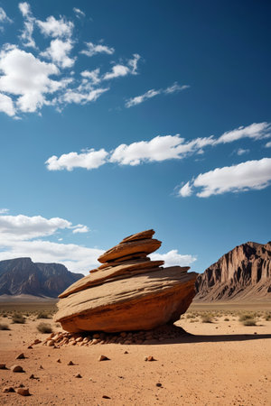 Uniquely shaped rocky landscape in the desertの素材