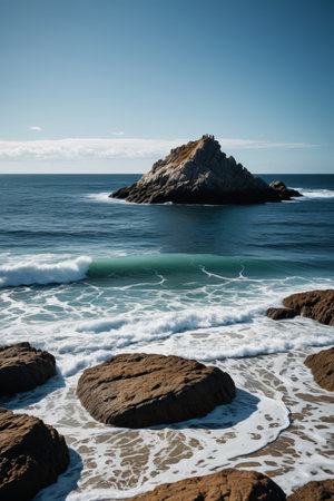 Seaside rocks and waves sceneryの素材