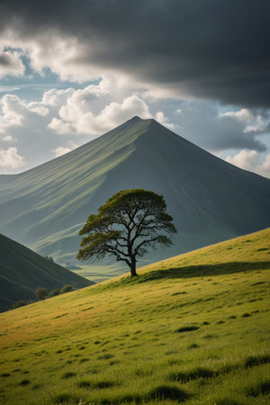 Lone trees on the hillsの素材