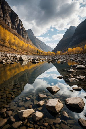 Autumn scenery reflects natural sceneryの素材