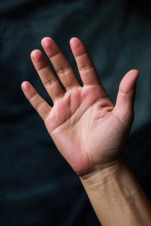 Close up material with open palmの素材