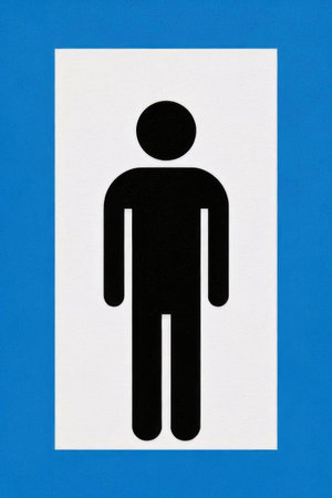 Male logo symbol on blue and white backgroundの素材