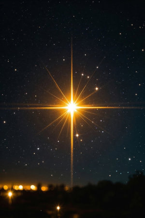 Stars and light shining under the night skyの素材