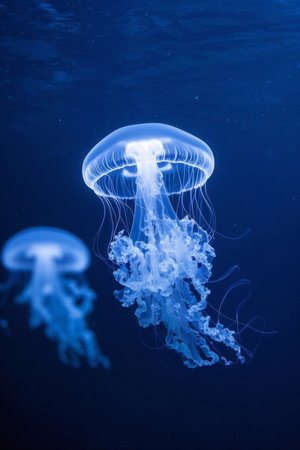 Marine jellyfish underwater close upの素材
