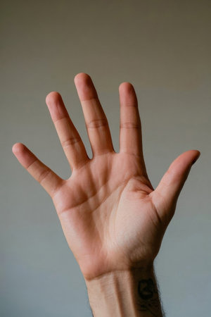 Close up of the hand showing the palmの素材