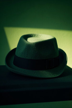 Vintage style black hat still life materialの素材