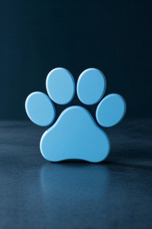 Close up of the blue animal paw print iconの素材