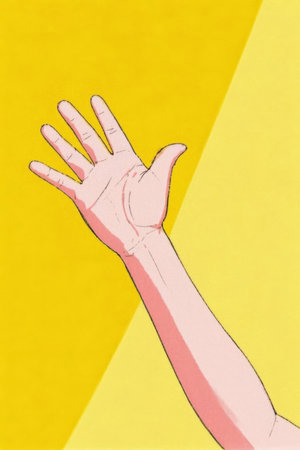 Cartoon style raised handの素材