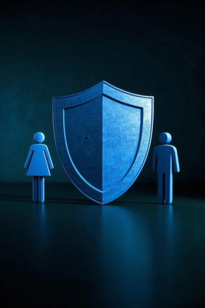 Character and shield security concept materialの素材