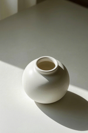 White ceramic vase still life close upの素材
