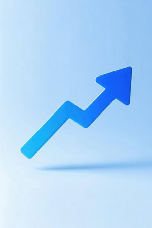 Blue rising arrow icon materialの素材