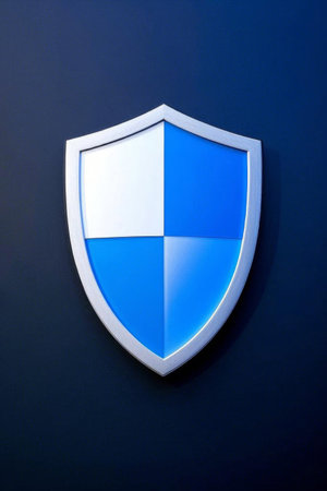 Blue and white shield security iconの素材