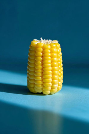 Yellow corn on blue backgroundの素材