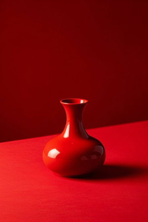 Red vase on red backgroundの素材