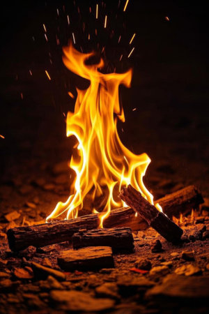 Close up of a burning bonfireの素材