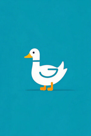 Cartoon duck pattern with blue backgroundの素材