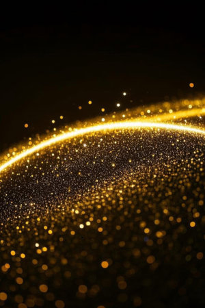 Golden luminous particles dynamic background materialの素材