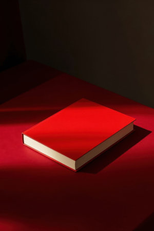 Red cover book still life close upの素材