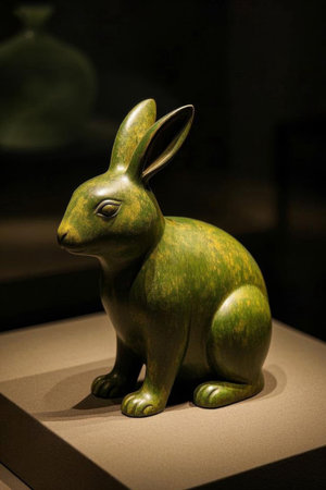 Close up of the museum's bronze rabbit antique ornamentsの素材
