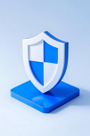 Blue and white shield icon materialの素材