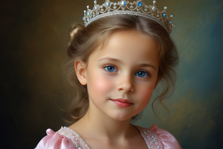 Portrait of a little girl with crownの素材