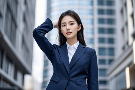 Urban workplace women's street postureの素材