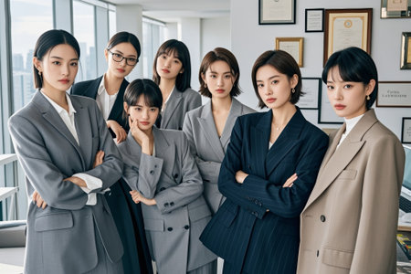 Group photo of working women in the officeの素材