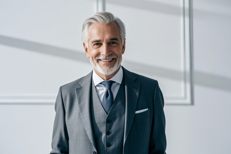 Portrait of a Man in a Suit Smilingの素材