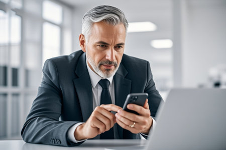 Business Men's Office Using Mobile Phonesの素材