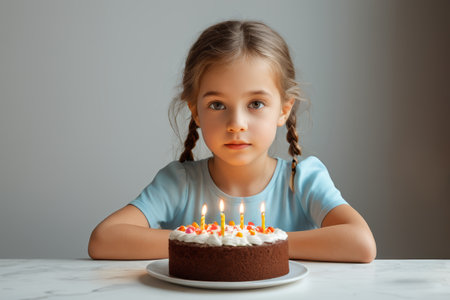 Scene before the pigtail girl's birthday cakeの素材