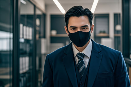 Business Men's Office Masked Portraitの素材