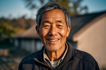 Portrait of smiling older man outdoorsの素材