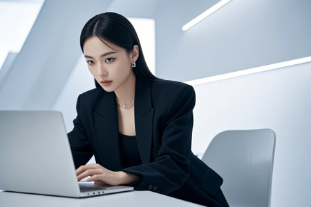 Young business women focus on laptopsの素材