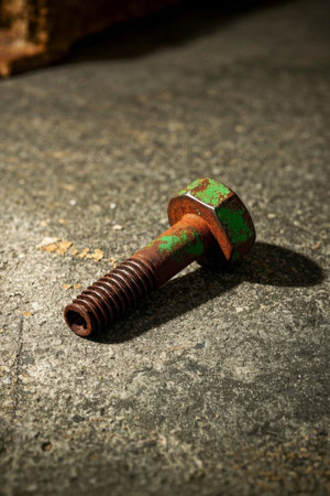 Rusty bolts on the groundの素材
